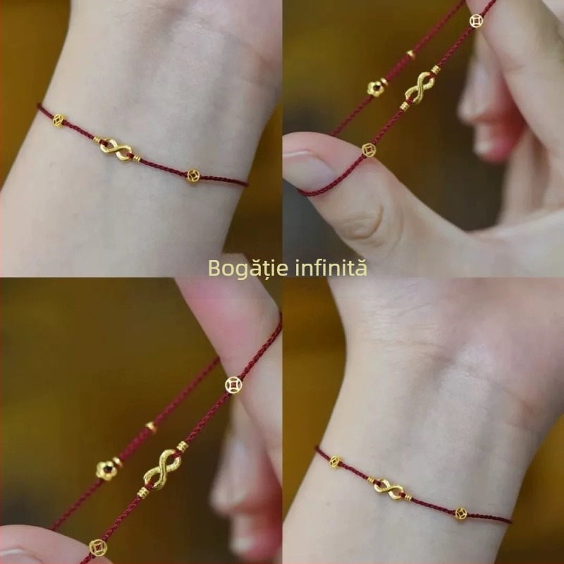 Brățară cu cataramă din aliaj de cupru, șnur împletit manual, inspirată din banda Möbius, stil retro pentru femei, primăvară 2025, materiale mixte