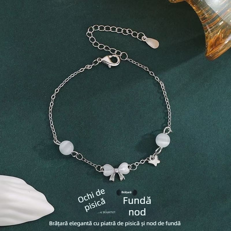 Brățară cu funda, stil coreean, din cupru placat electro, primăvara 2025