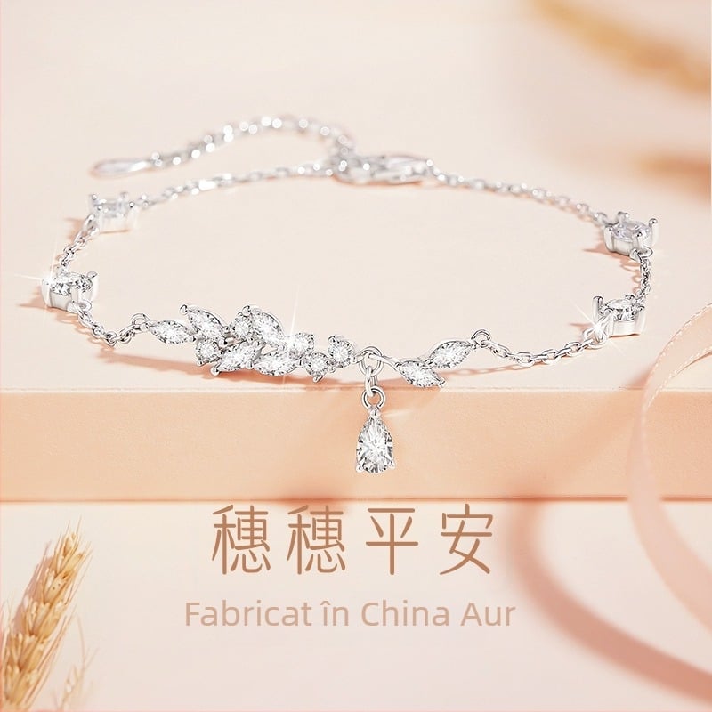 Brățară din argint 925 cu motiv spic de grâu pentru femei, lansare toamnă 2024, greutate aproximativ 3,4 g