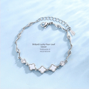 Brățară din cupru cu design trifoi cu patru foi, acoperire electroplată, brand New Honghui, model HB129