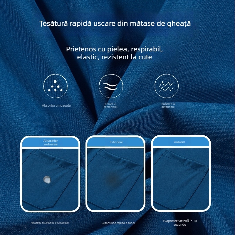 Dingshang Set scrubs medical, unisex, mâneci lungi, guler rotund, material elastic și uscat rapid (top + pantaloni), 90–95% spandex pe poliester