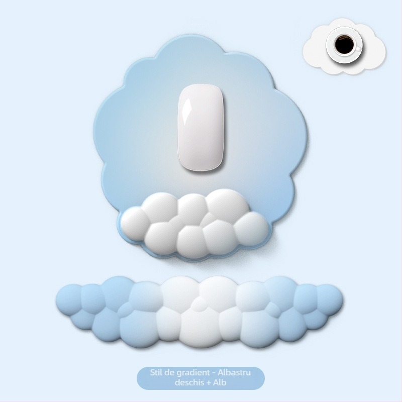 Pad de mouse cu suport pentru încheietură, suprafață Lycra, bază din material textil