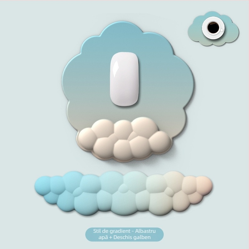 Pad de mouse cu suport pentru încheietură, suprafață Lycra, bază din material textil