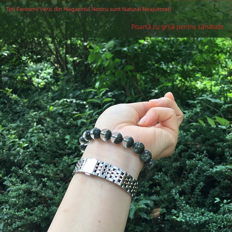 Brățară cu cristal Green Ghost, unisex, design original, stil geometric
