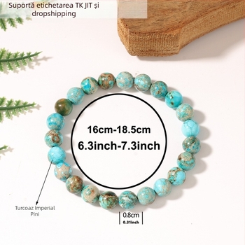 Brățară boemă din piatră naturală, mărgele rotunde, lucrată manual, unisex, 23 mărgele