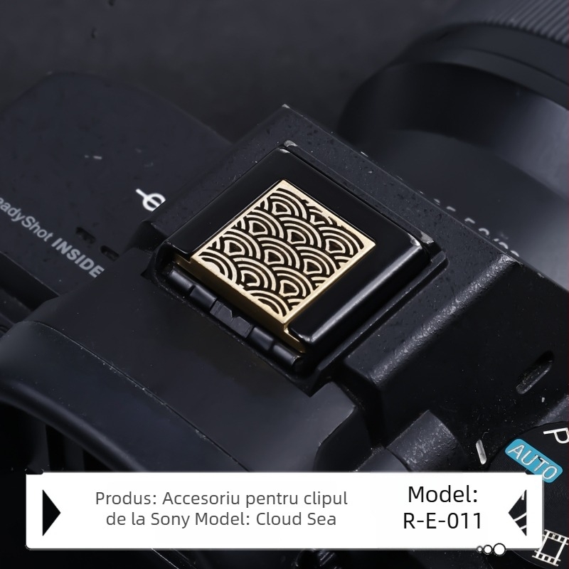 Capac pentru bliț pentru camere Sony Alpha, gravură din alamă, model R-E, accesoriu pentru butonul de declanșare