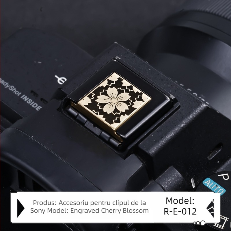 Capac pentru bliț pentru camere Sony Alpha, gravură din alamă, model R-E, accesoriu pentru butonul de declanșare