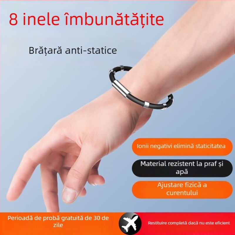 Brățară de încheietură din silicon cu magnet și ioni negativi, stil cuplu, brățară sport cu lanț din oțel titan