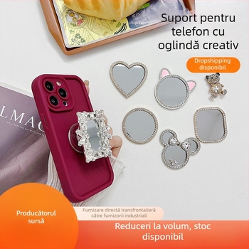 Suport pentru telefon cu oglindă din aliaj de zinc, multifuncțional, personalizabil