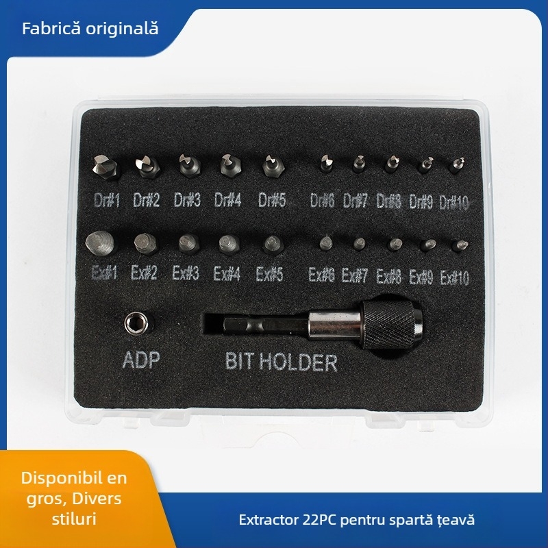 Set de 22 bucăți extractor pentru șuruburi rupte – unelte de demontare din policarbonat