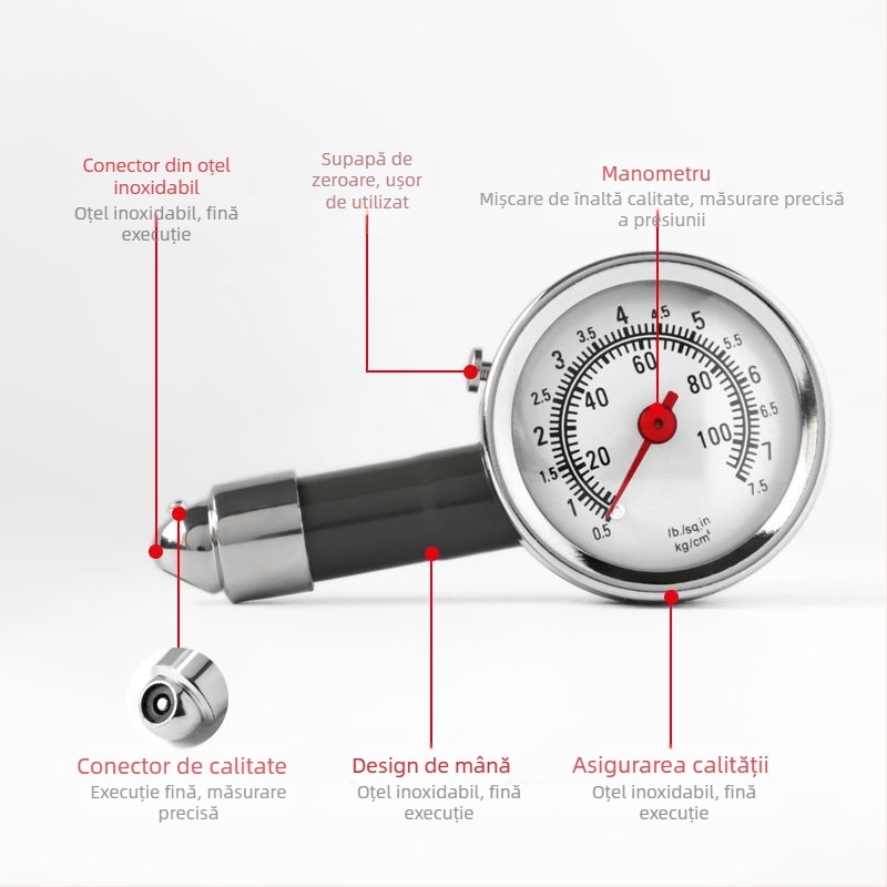 Manometru de presiune a anvelopei – portabil, măsurare de înaltă precizie (220V, Marcă Unique)
