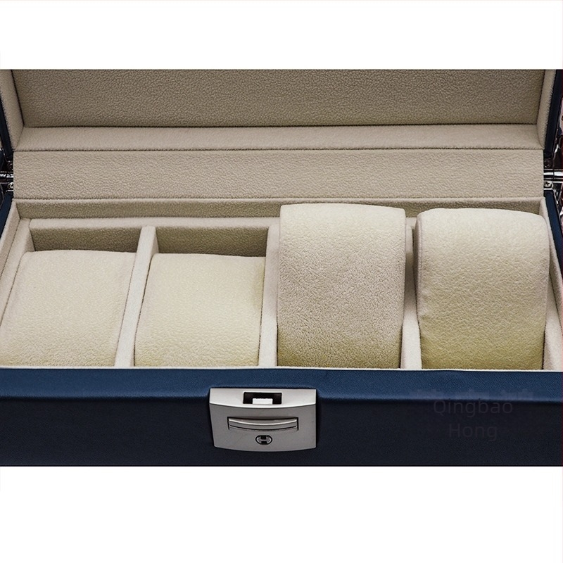 Cutie de depozitare pentru ceasuri cu patru compartimente, construcție din lemn, personalizabilă, ambalare pentru bijuterii