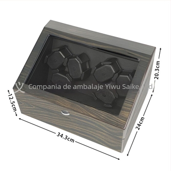 Casetă pentru învârtirea ceasurilor automate mecanice, din MDF, finisaj lucios, 6 poziții pentru ceasuri și 6 compartimente de depozitare.