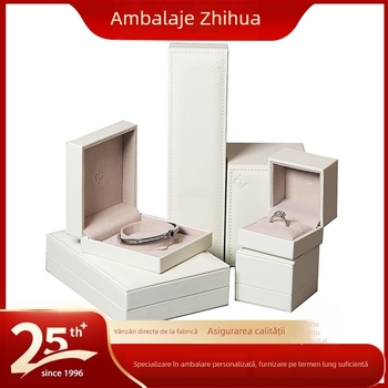 Set de cutii pentru bijuterii cu textură litchi; cutii pentru inele și pandantive; cutie din plastic pentru ambalare; Birch