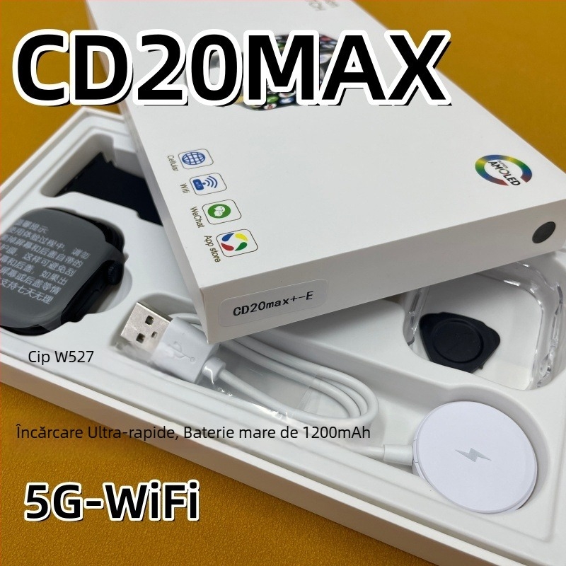 Ceas inteligent cu slot SIM, deblocare prin amprentă, afișaj AMOLED, încărcare magnetică, autonomie baterie sub 7 zile