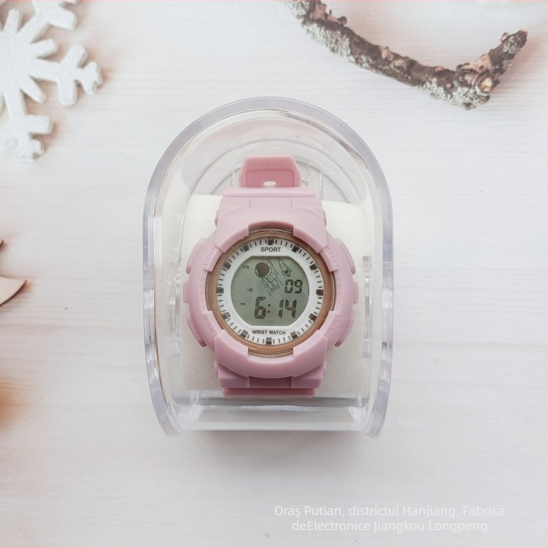 Ceas astronaut cu cadran spațial, ceas digital electronic pentru copii și elevi (Mișcare: electronică; Afișaj: numere; Rezistent la apă; Noctilucent; Carcasă: plastic)