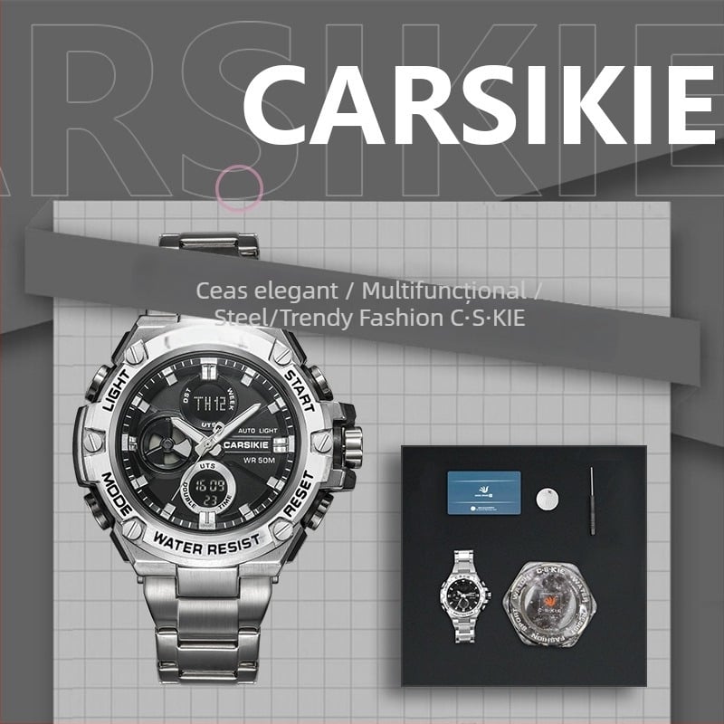 Ceas de bărbat din oțel inoxidabil, cuarț, cadran pătrat din safir, Mișcare Seagull 63565, rezistență la apă 3 ATM, brățară din oțel inoxidabil, ediție limitată Anul Dragonului