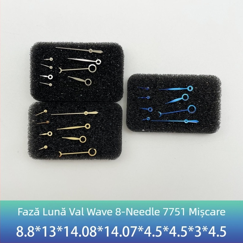 Ace de ceas pentru mecanismul 7751 – ace pentru faza lunii, set de opt ace, ace pentru oră și minut (Primăvara 2024)