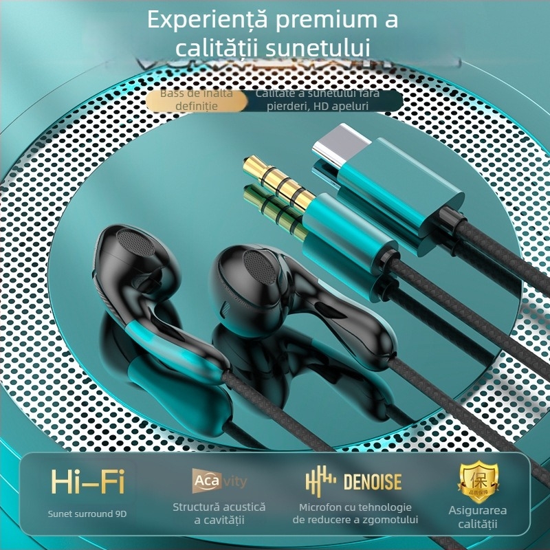 Căști de gaming cu fir, in-ear, model S04, jack 3,5 mm drept, microfon, 20–2000 Hz, pentru OPPO/Huawei/vivo