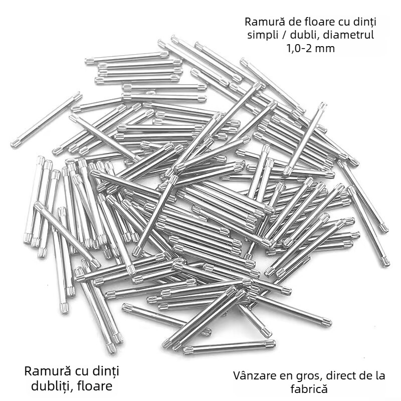 Ax pentru curea de ceas cu ramură de floare — din oțel inoxidabil 304, cu dinți simpli sau cu dinți dublu, piese pentru curea, cutie cu 1000 buc