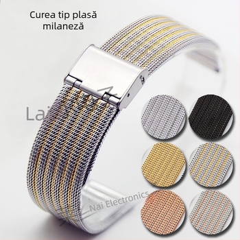Brățară Milanese din oțel inoxidabil pentru ceas, 12 mm, plasă metalică împletită ultra-subțire