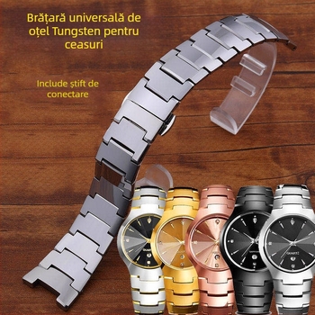 Brățară universală pentru ceas din wolfram cu cataramă-fluture, TAISIGE/Taishjie, unisex, compatibilă cu brățări pătrate și rotunde