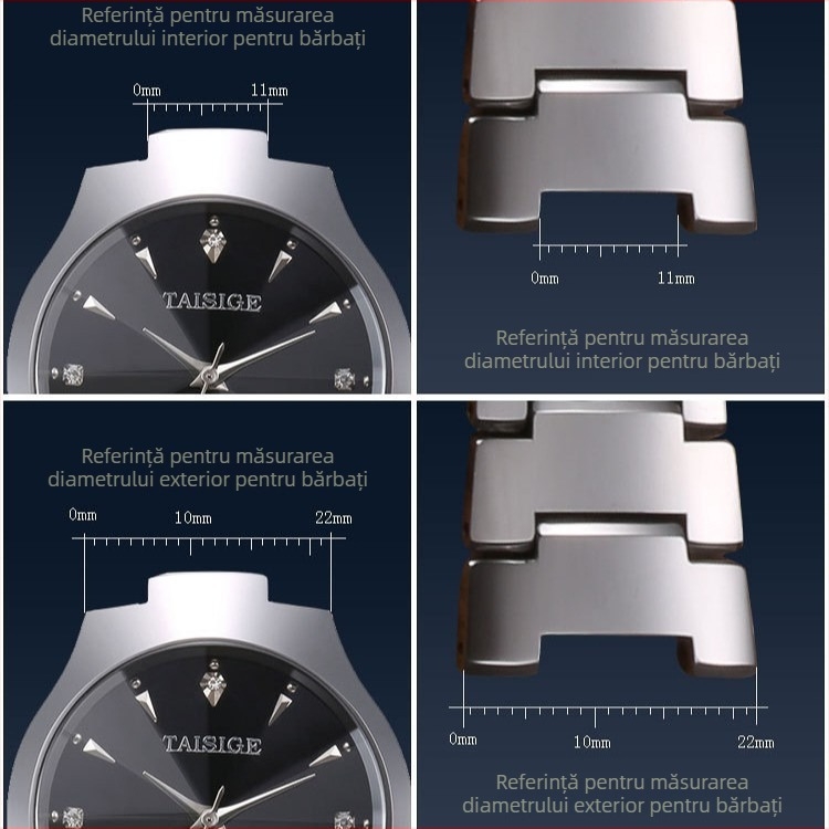 Brățară universală pentru ceas din wolfram cu cataramă-fluture, TAISIGE/Taishjie, unisex, compatibilă cu brățări pătrate și rotunde