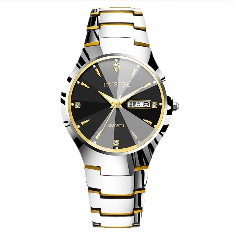 Brățară universală pentru ceas din wolfram cu cataramă-fluture, TAISIGE/Taishjie, unisex, compatibilă cu brățări pătrate și rotunde