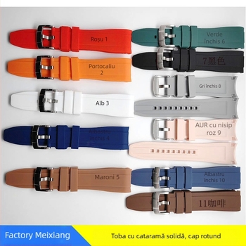 Brățară de ceas din silicon, cu nucleu solid curbat, compatibilă cu Rolex, Meidu și Seiko, modele groase