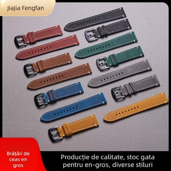 Curea pentru ceas inteligent cu schimbare de culoare, piele Crazy Horse, stil retro din piele naturală, compatibilă cu ceasuri inteligente