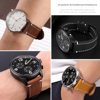 Curea pentru ceas inteligent cu schimbare de culoare, piele Crazy Horse, stil retro din piele naturală, compatibilă cu ceasuri inteligente