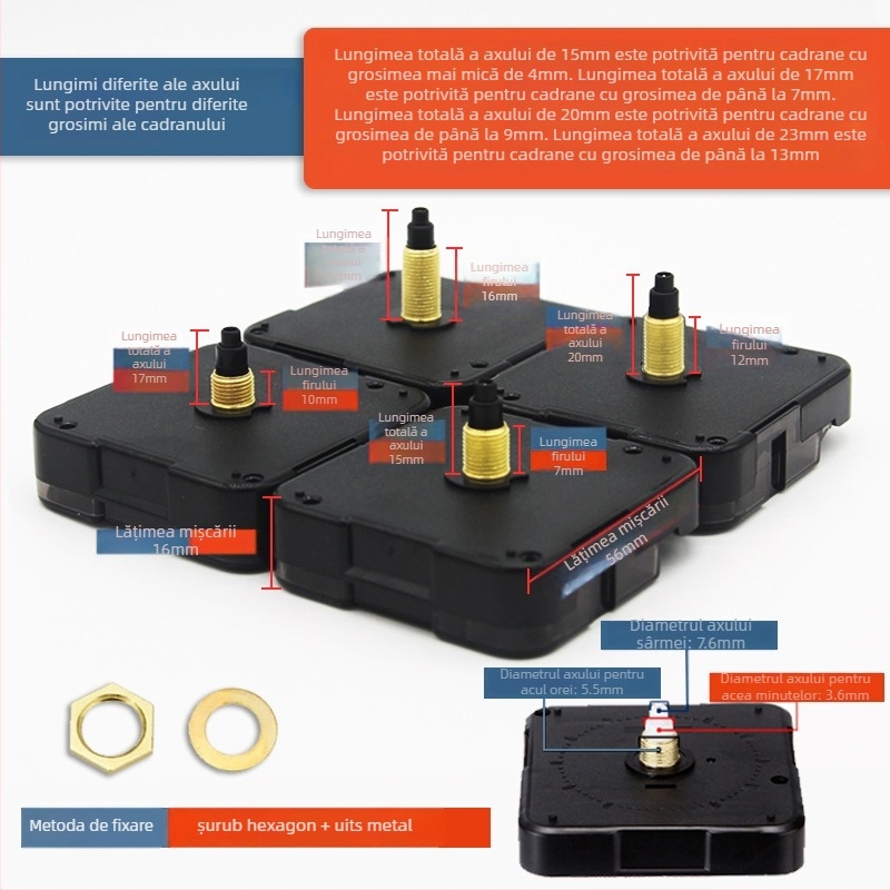 Sun mecanism de ceas cu cuarț pentru broderie încrucișată DIY, ceas de perete agățat – carcasă din plastic, stil modern minimalist, 500 buc