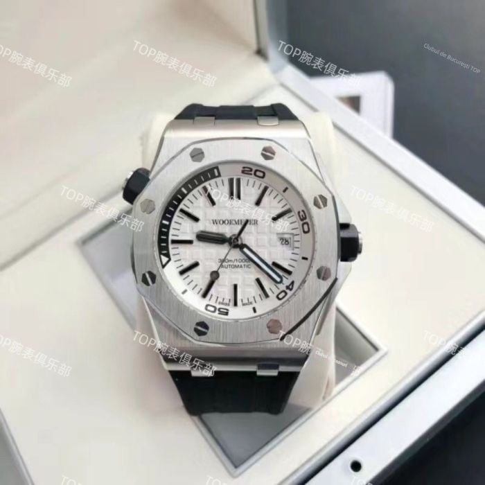 AP15710 Ceas mecanic automat pentru bărbați — Miota japoneză, iluminare în întuneric, calendar, spate transparent, carcasă din oțel inoxidabil