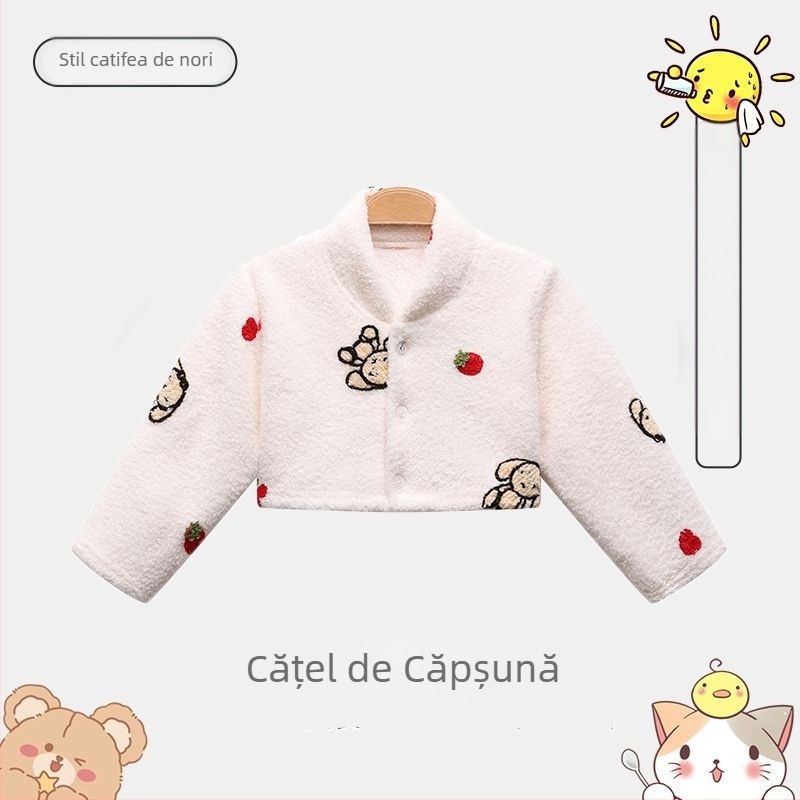 Șal pentru copii cu mâneci lungi, gros pentru toamnă-iarnă, protecție pentru umeri, cald