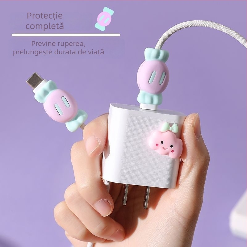 Protecție cablu de încărcare – silicon universal, previne ruperea, design din cauciuc moale