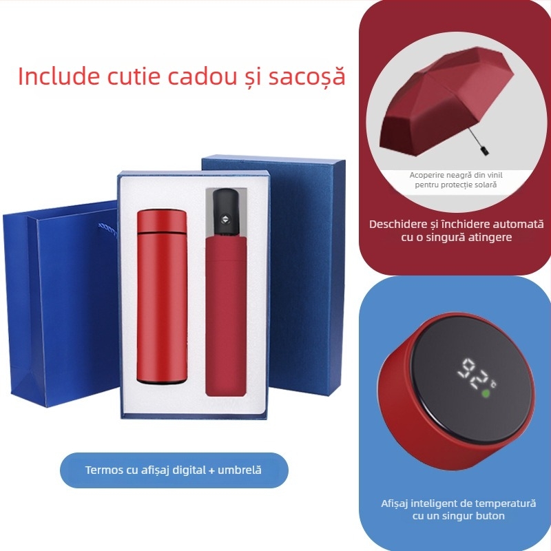 Set cadou termos cu notebook — infuzor de ceai, capacitate mare, interior din oțel inoxidabil 304, exterior din oțel inoxidabil 201, izolație în vid 6–12 ore