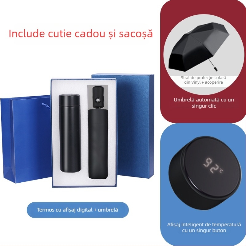 Set cadou termos cu notebook — infuzor de ceai, capacitate mare, interior din oțel inoxidabil 304, exterior din oțel inoxidabil 201, izolație în vid 6–12 ore