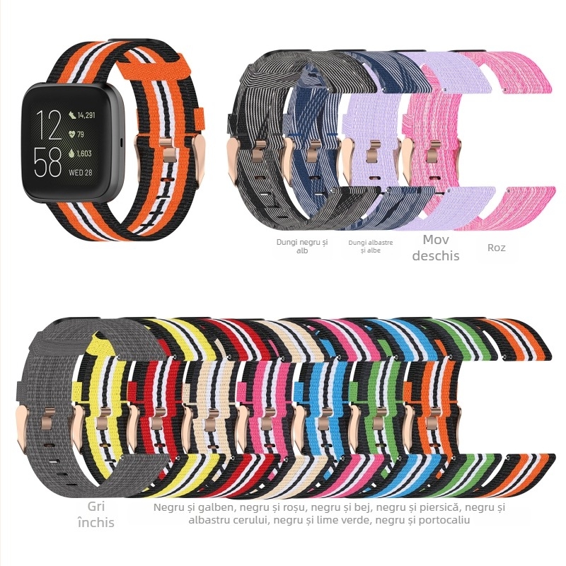 Brățară din nailon pentru Fitbit Versa/ Versa 2 ceas inteligent — Denim Canvas Blaze, stil casual