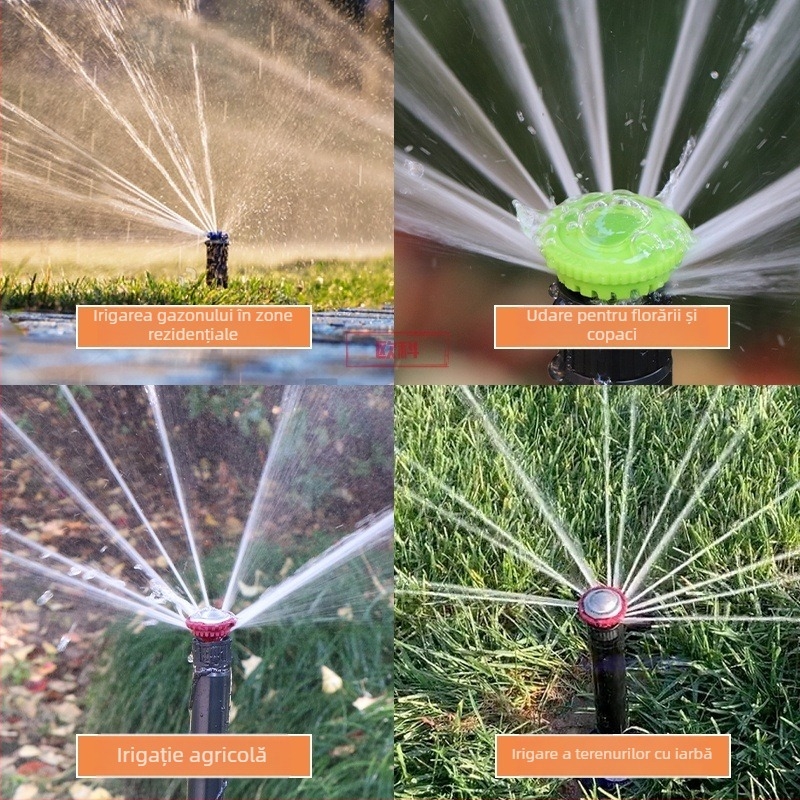 Duză subterană de irigare pentru grădină cu lift telescopic automat — din plastic tehnic, pulverizare stabilă și uniformă, potrivită pentru grădină de casă, producție agricolă și spații verzi publice.