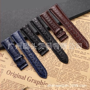 Brățară pentru ceas din piele de crocodil, cu model circular, din piele naturală, închidere cu cataramă fluture, cod produs A1 round crocodile, origine Guangzhou, Primăvara 2024