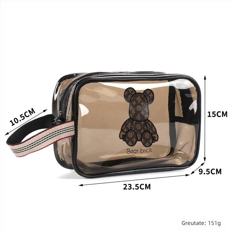 Geantă de machiaj din PVC, dublu strat, capacitate mare, separare umed-uscat, impermeabilă pentru călătorii