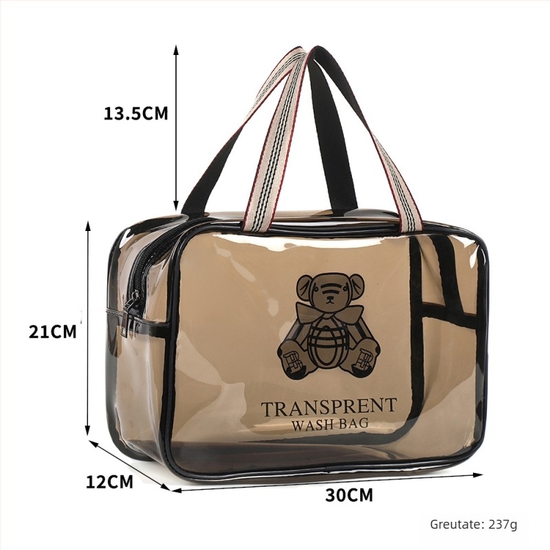 Geantă de machiaj din PVC, dublu strat, capacitate mare, separare umed-uscat, impermeabilă pentru călătorii