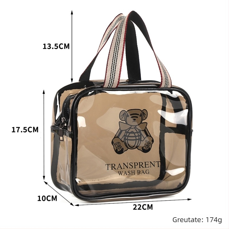 Geantă de machiaj din PVC, dublu strat, capacitate mare, separare umed-uscat, impermeabilă pentru călătorii
