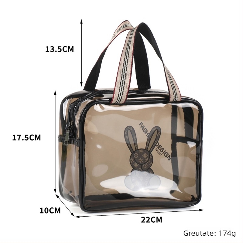 Geantă de machiaj din PVC, dublu strat, capacitate mare, separare umed-uscat, impermeabilă pentru călătorii