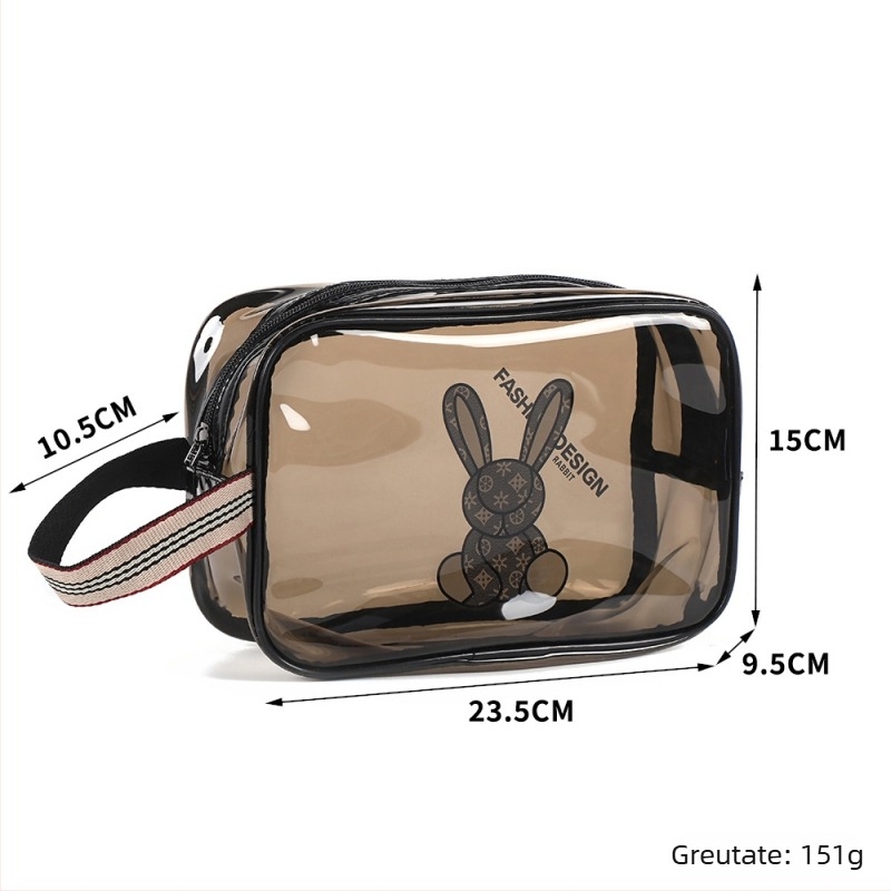 Geantă de machiaj din PVC, dublu strat, capacitate mare, separare umed-uscat, impermeabilă pentru călătorii