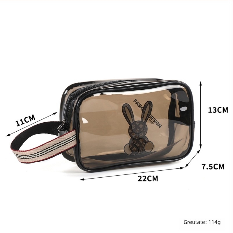 Geantă de machiaj din PVC, dublu strat, capacitate mare, separare umed-uscat, impermeabilă pentru călătorii