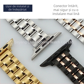 Brățară Apple Watch din oțel inoxidabil, brandul Chuanghongyi, stil simplu, compatibil cu Apple Watch 8/SE