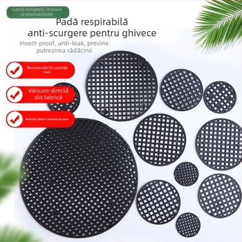 Padă de plasă pentru fundul ghiveciului — set din trei piese, din plastic, pentru grădinărit