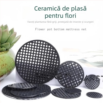 Padă de plasă pentru fundul ghiveciului — set din trei piese, din plastic, pentru grădinărit