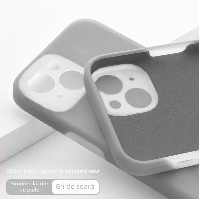 Carcasă protectoare din silicon lichid pentru Apple iPhone — design minimalist, rezistent la uzură, anti-cădere, anti-amprente, personalizabil